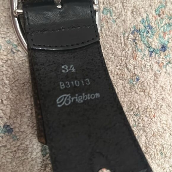 Brighton Black Leather Silver Large Chain Loop Belt Size 34 - Picture 5 of 6